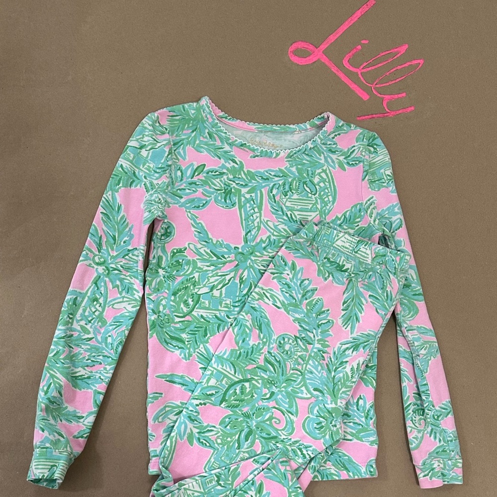 Lilly Pulitzer Pink& Green Girls PJ set